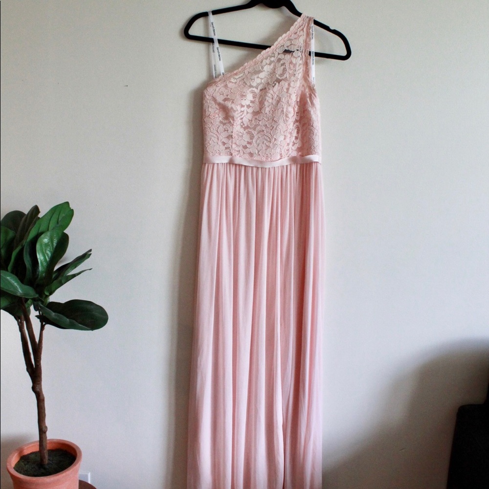 David’s Bridal One Shoulder Lace Bridesmaid Dress